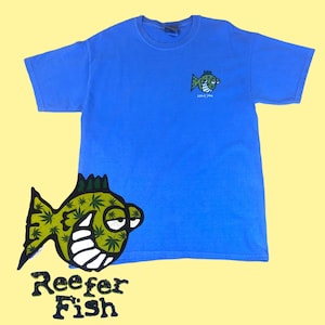 y2k Vintage Reefer Fisch Stoner Shirt St John Turismus Sz L Humor, Dad Shirt