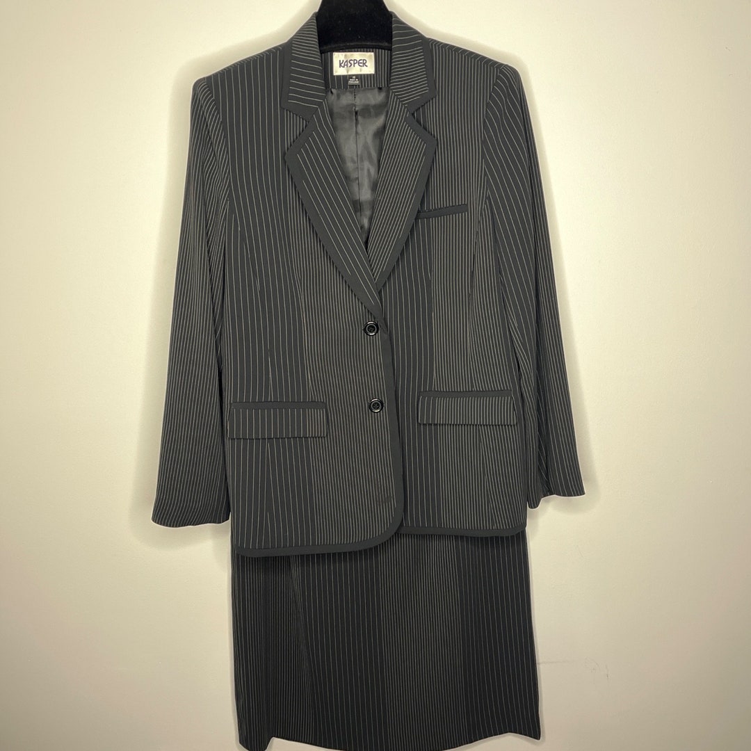 Kasper Womens 90s Power Suit Pinstripe Etsy