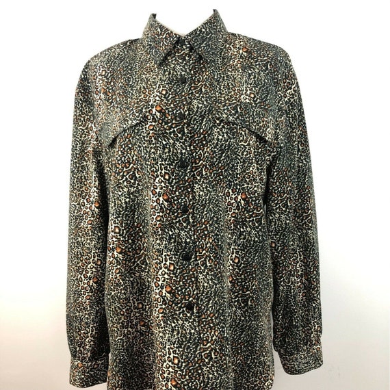 Vintage 1990s Leopard Blouse Womens XL by Laura T… - image 1