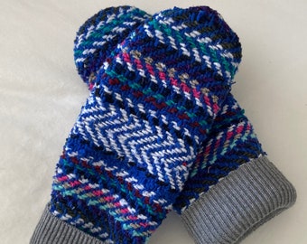 Upcycled wool mittens with fleece lining