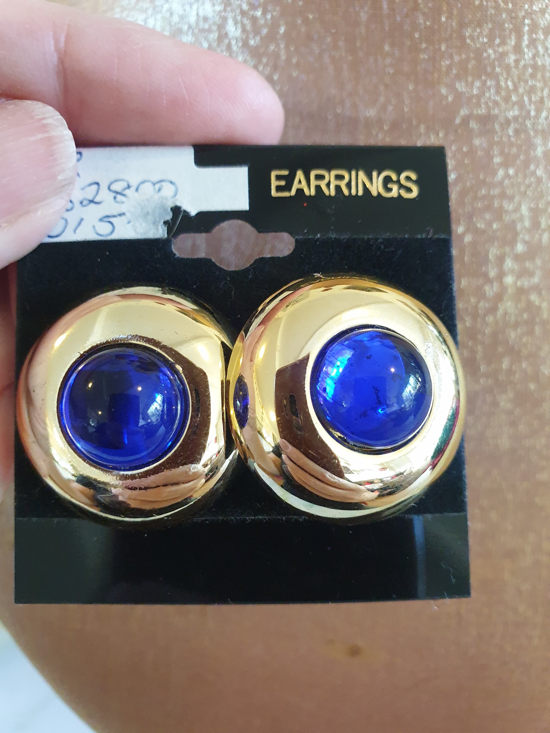 Boucles D'oreilles Percées Vintage Années 80 Couleur Or Avec émail - Signées *5341 - Occasion