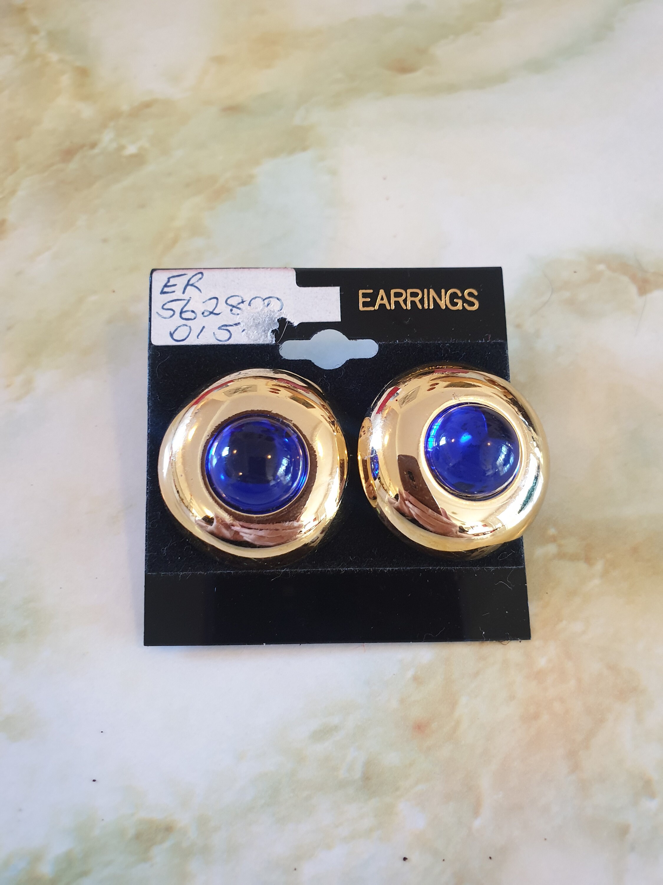 Boucles D'oreilles Vintage En Plastique Bleu - Ancien Stock Des Années 80 - Neuf Sans Emballage