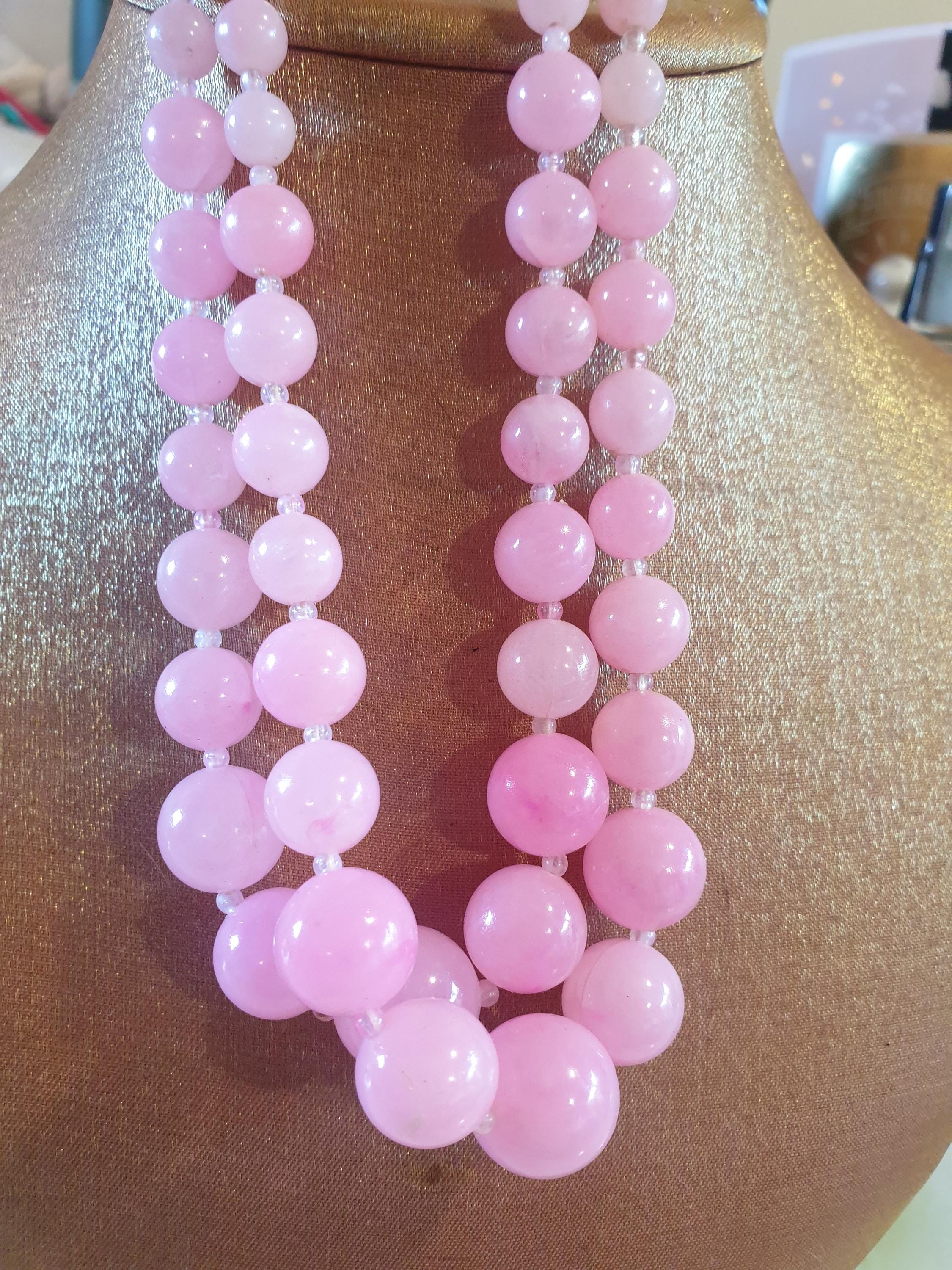Set Collana Bracciale Orecchini Perle Conchiglia &ndash; Rosa Viola Bianco 8 Mm, Placcato Oro