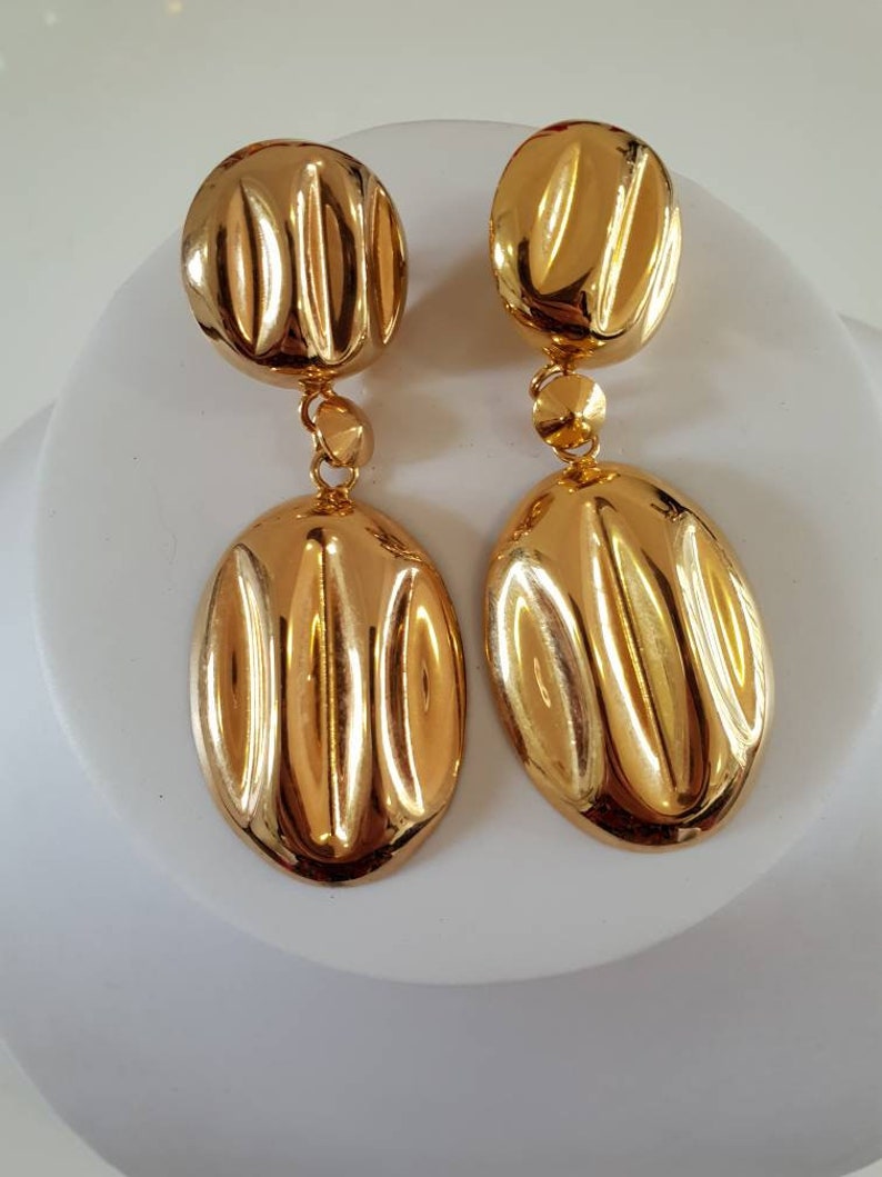 Earings 1980/'s goldtone, pierced