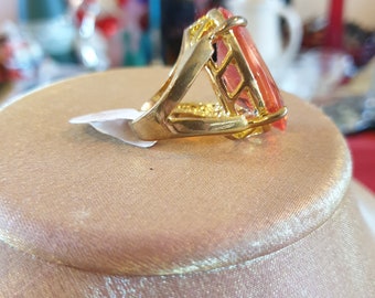 Ring, 1990's, Shuai Jun, Size 18. Goldtone Adorned With an