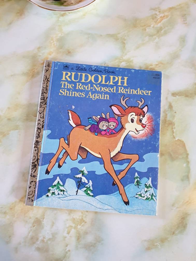 Little Golden Book, Rudolph the Red Nosed Reindeer Shines Again. Hard ...