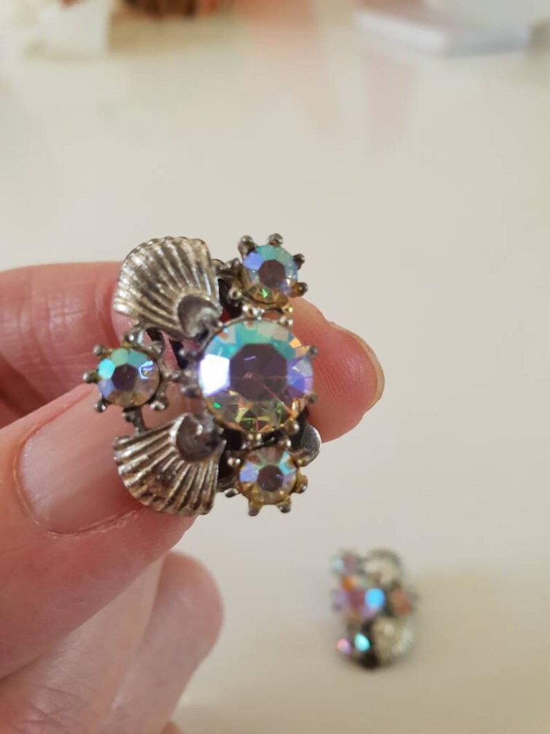 Earings 1950/'s borealis crystal clip on