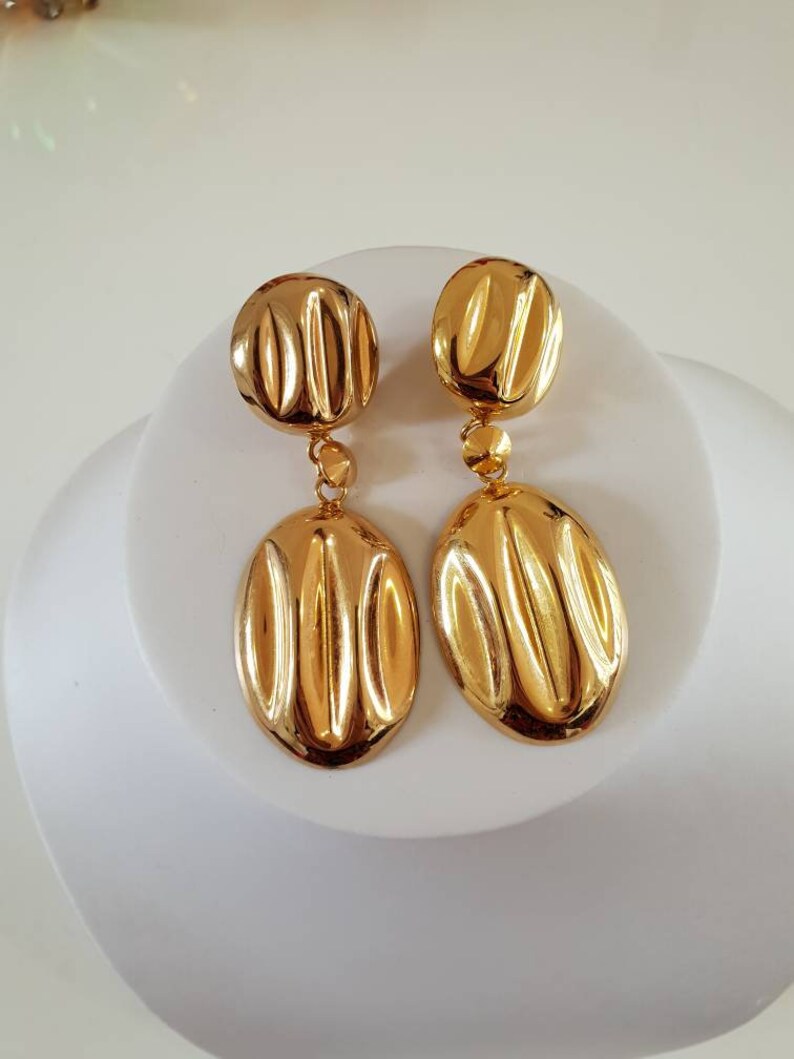 Earings 1980/'s goldtone, pierced