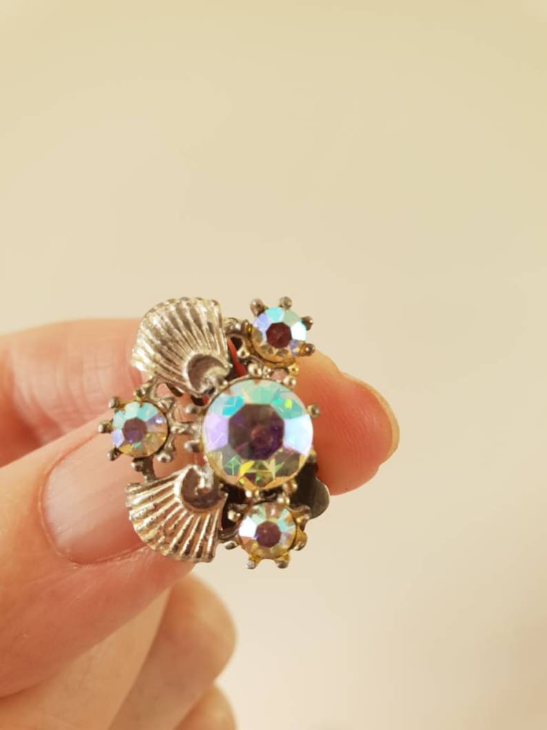 Earings 1950/'s borealis crystal clip on
