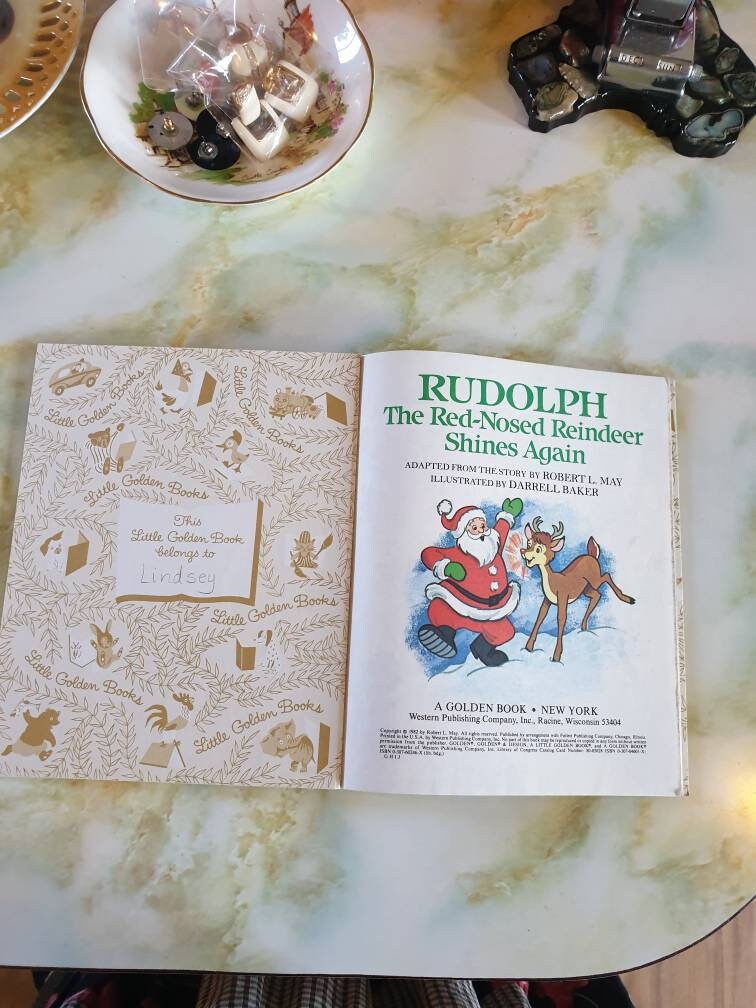 Little Golden Book, Rudolph the Red Nosed Reindeer Shines Again. Hard ...