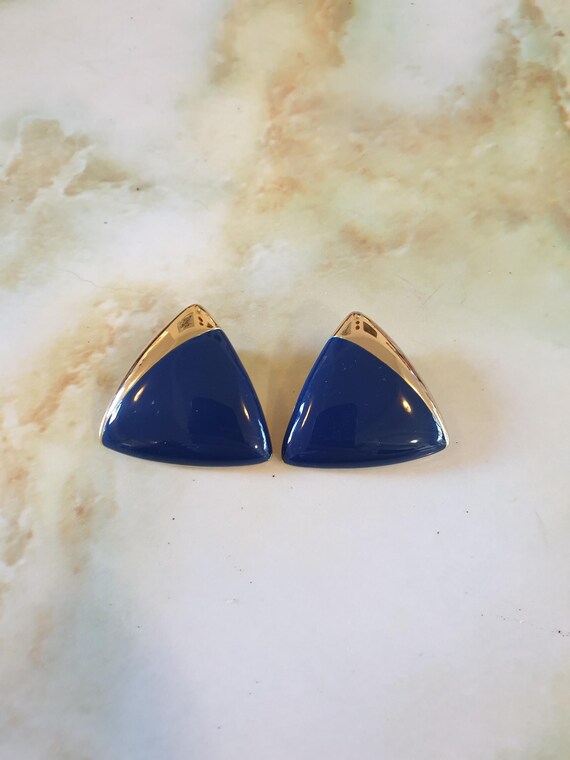 Boucles D'oreilles Vintage Années 80 Triangles Dorés