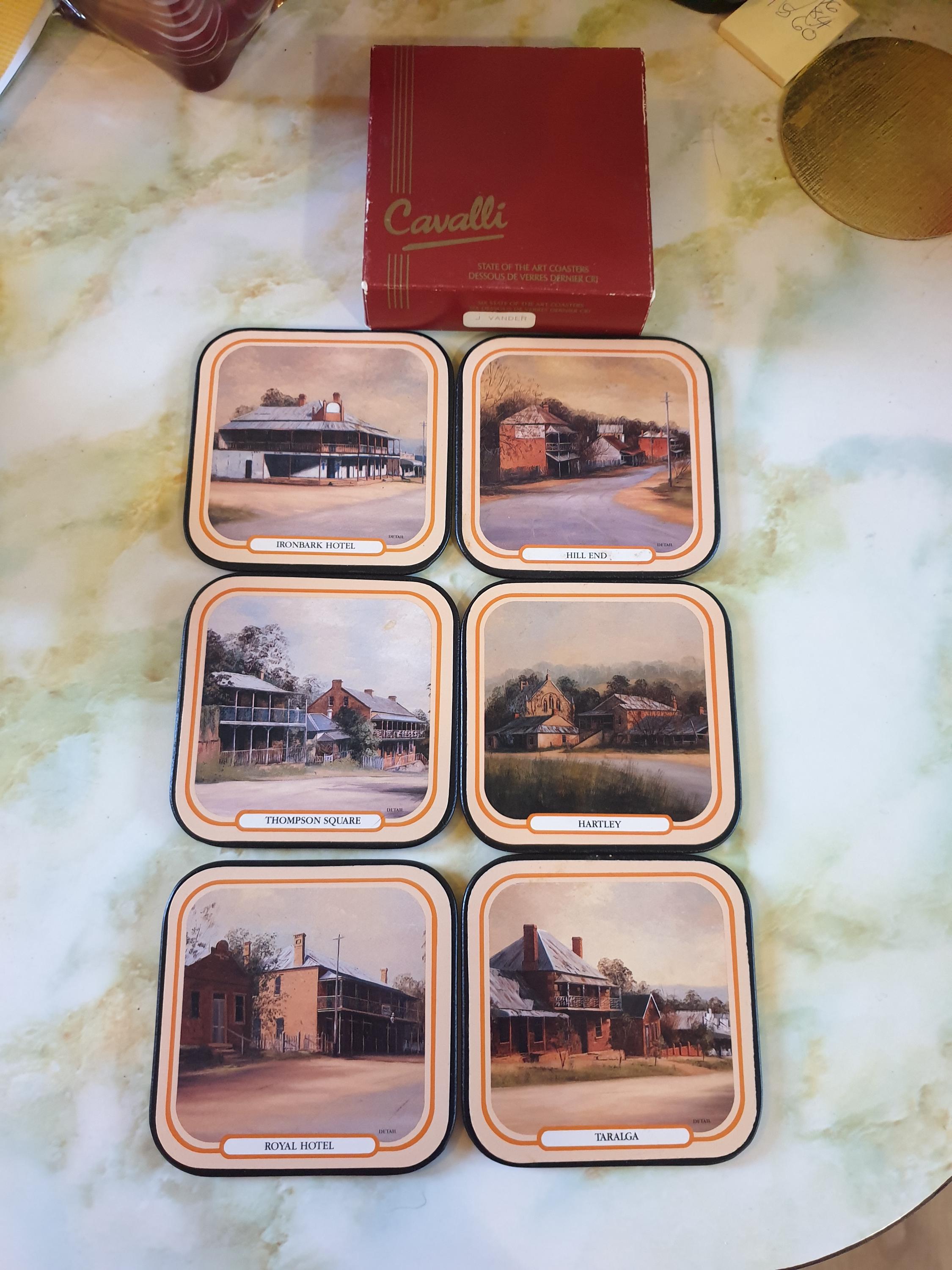 1970年代のドリンクコースター。Cavalli製、ニュージーランド製。6枚
