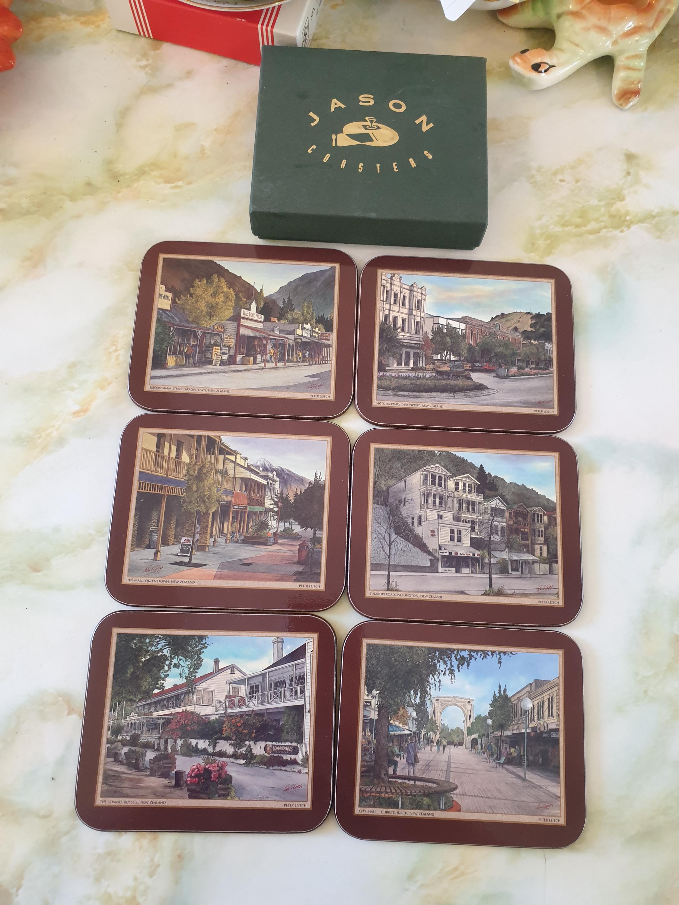 Drink Coasters 1990s. Jason Coasters, Street Scapes of New Zealand