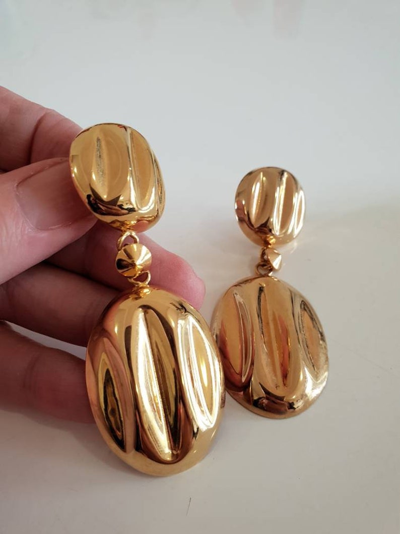 Earings 1980/'s goldtone, pierced