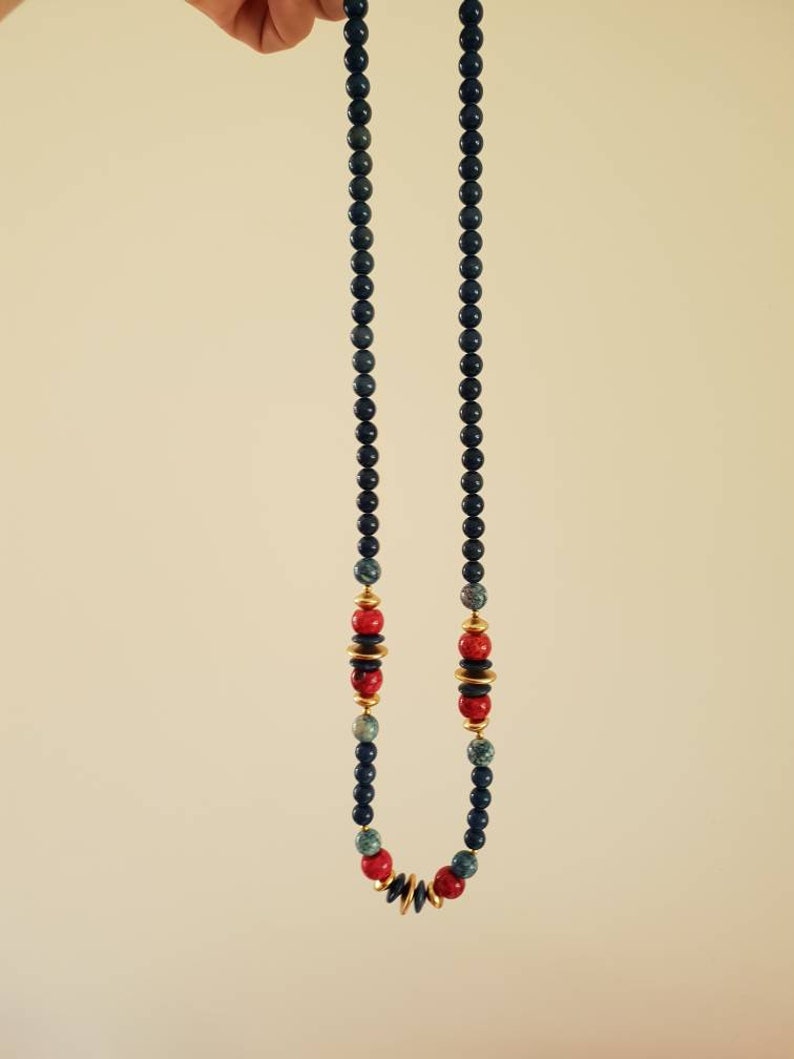 pink Beads 1980/'s ceramicgoldtone Blue aqua and gold .