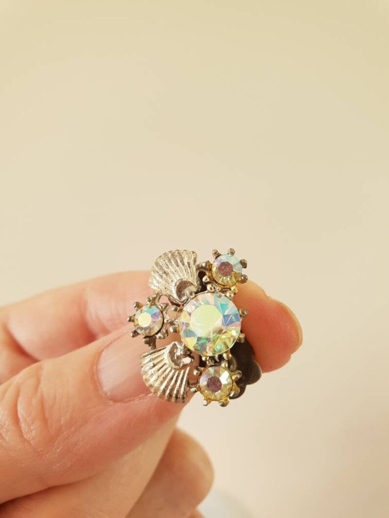 Earings 1950/'s borealis crystal clip on