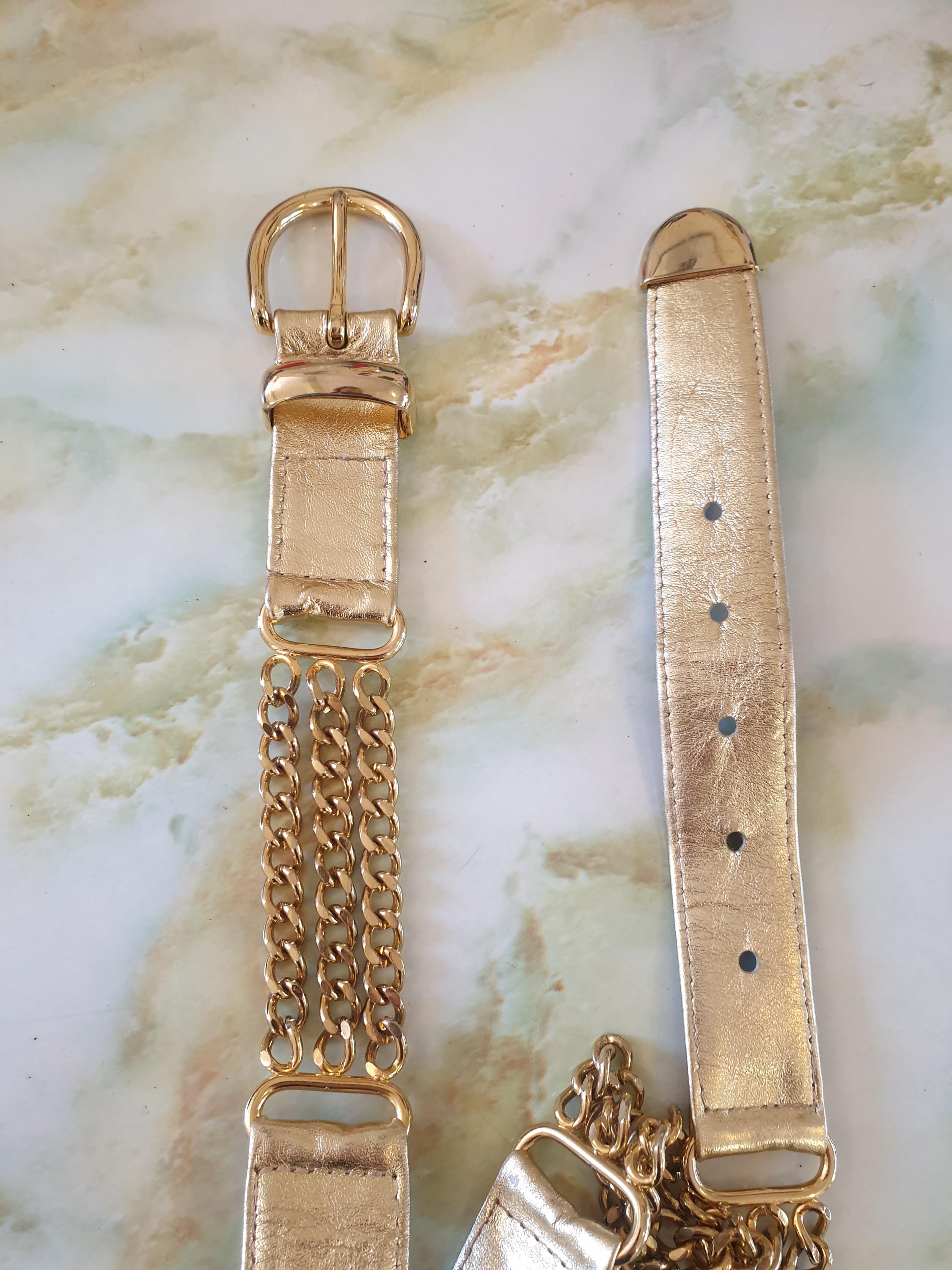 Vintage Gold Tone Chain Belt Faux Leather Woven Multi Strand Statement Buckle Vintage Gold Chain Belt Chanel - Etsy main image 4