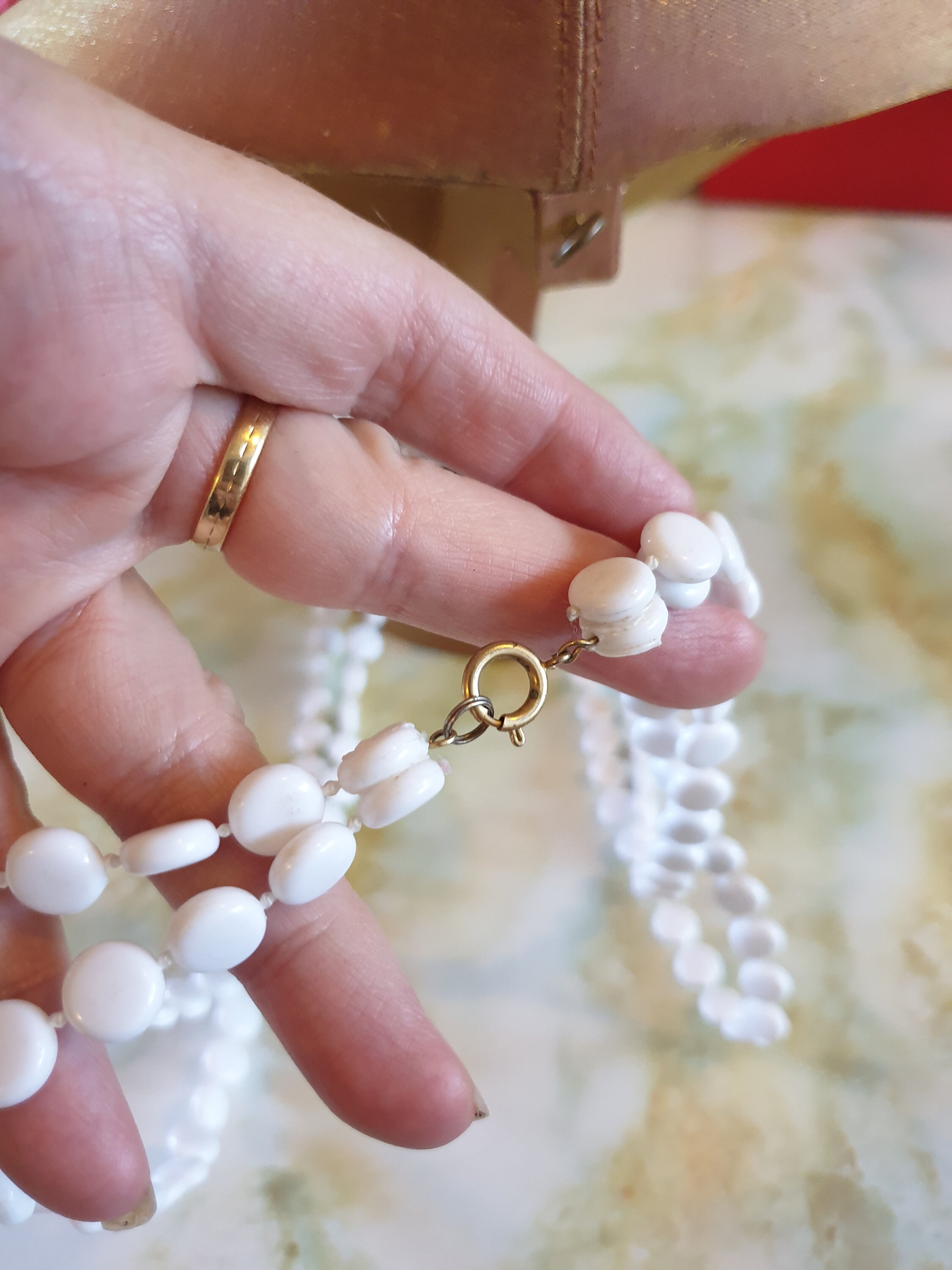 Collier Double Rang Perles Vintage Années 70 - Micro Perles Et Chutes - Bijou Rétro Occasion
