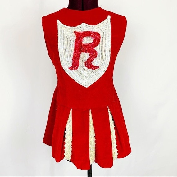 Vintage Red Velvet Sequin Cheerleader Costume Top