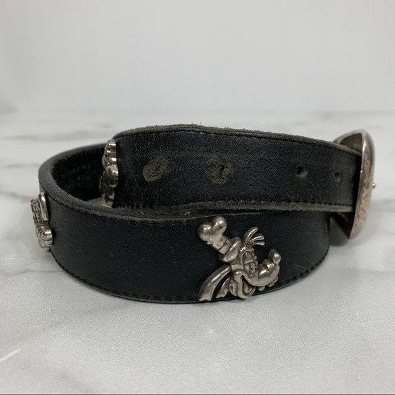 Vintage 90s Brighton Black Leather Disney Belt