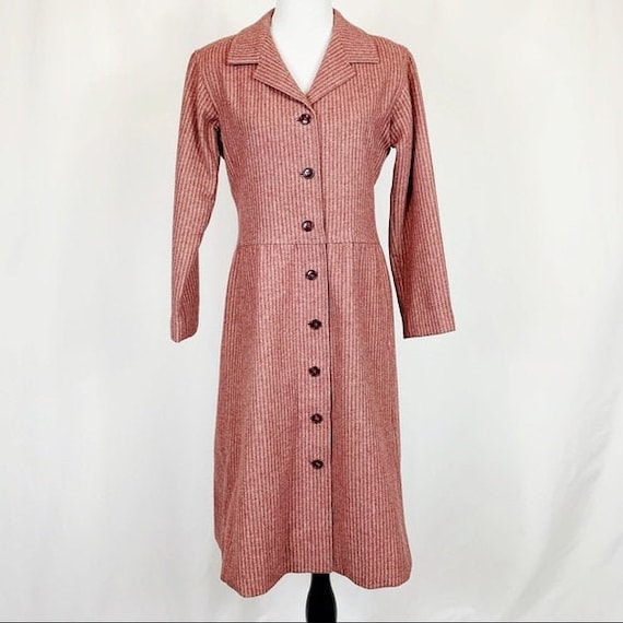 Vintage Pink Wool Striped Princess Coat Large