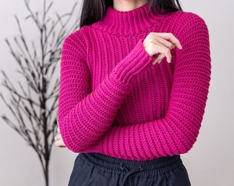 plum turtleneck