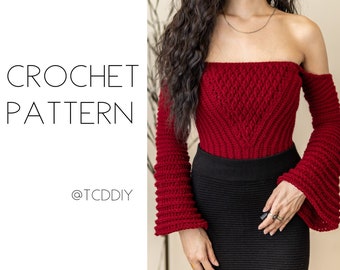 crochet bell sleeve crop top