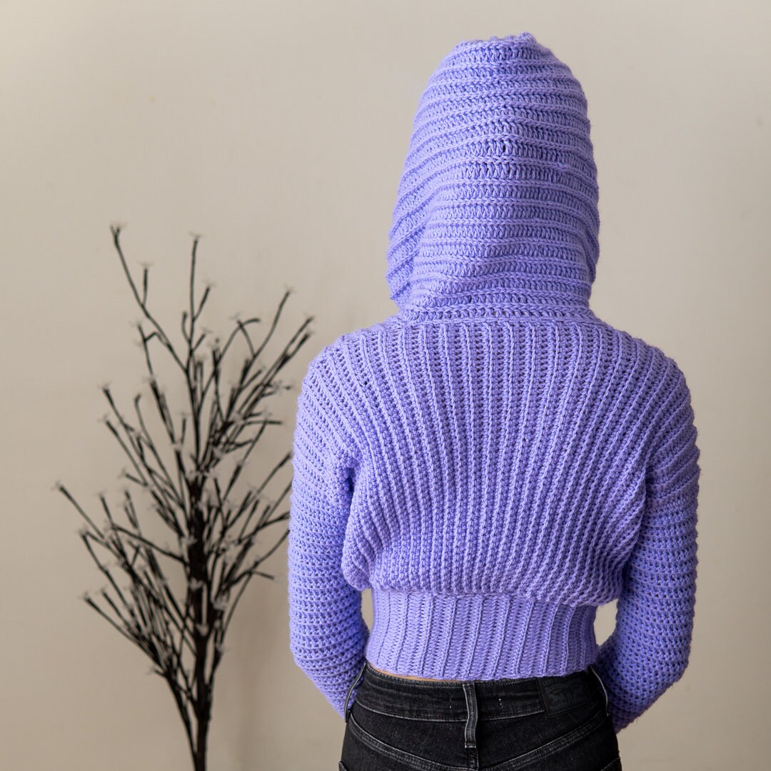 トップス perverze croppped hoodie knit top purple perverze croppped hoodie knit top purple