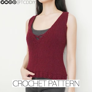 Crochet Pattern | Classic Sleeveless V-Neck Sweater Vest | PDF Download