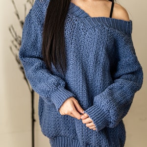 Crochet Pattern Oversized Off the Shoulder Sweater Pattern PDF Download image 8