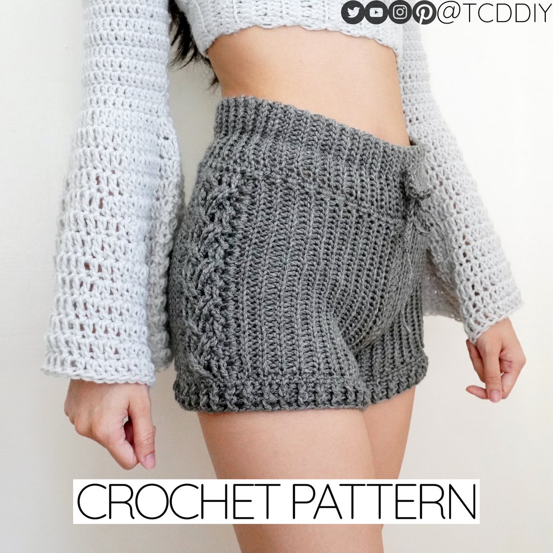 Crochet Pattern High Waisted Cable Stitch Shorts Pattern - Etsy