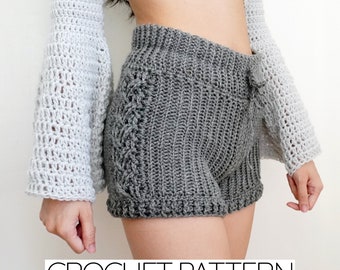 Crochet Pattern | High Waisted Cable Stitch Shorts Pattern | PDF Download