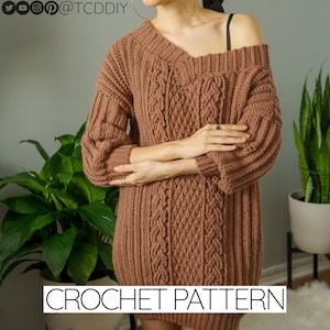 Crochet Pattern | Cable Stitch Sweater Dress Pattern | PDF Download