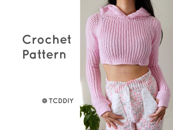 Crochet Pattern Long Sleeve Cropped Hoodie Pattern PDF - Etsy Canada
