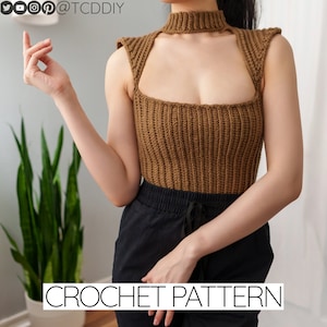 Crochet Pattern | Mock Neck Cap Sleeve Cut Out Top | Turtleneck | PDF Download