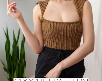 Crochet Pattern | Mock Neck Cap Sleeve Cut Out Top | Turtleneck | PDF Download