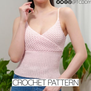 Patrón de crochet / Patrón de camiseta sin mangas cruzada en crochet / Descargar PDF imagen 1