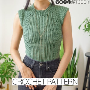 Crochet Pattern | Short Sleeve T-Shirt Top W. Crew Neck & Suzette Stitch Detail | PDF Download