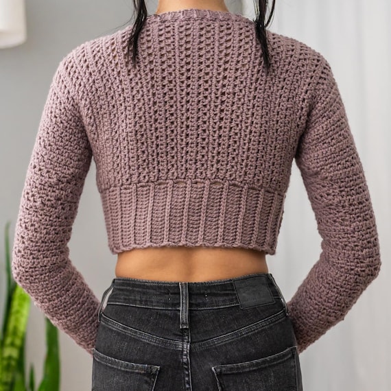 Crochet Pattern | Cropped V-neck Sweater | Long Sleeve Crop Top