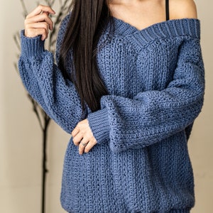 Crochet Pattern Oversized Off the Shoulder Sweater Pattern PDF Download image 6