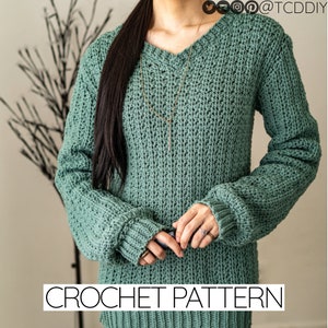 Crochet Pattern | Comfy V Neck Sweater Pattern | PDF Download