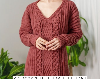 Crochet Pattern | Crochet Cable Stitch Batwing Sweater Pattern | PDF Download