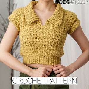 Crochet Pattern | Crochet Short Sleeve Collared Top Pattern | Crochet T. Shirt Pattern | PDF Download