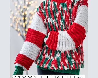 Crochet Pattern EASY Turtleneck Christmas Sweater Holiday Mock