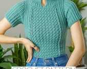 Tシャツ・カットソー TRILLION Cable Crochet Short Sleeve Collar Knit BURNT BRICK men's bohemian crochet short sleeve shirt vibrant geometric