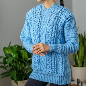 Crochet Pattern Cable Stitch Batwing Sweater Pattern PDF Download image 5