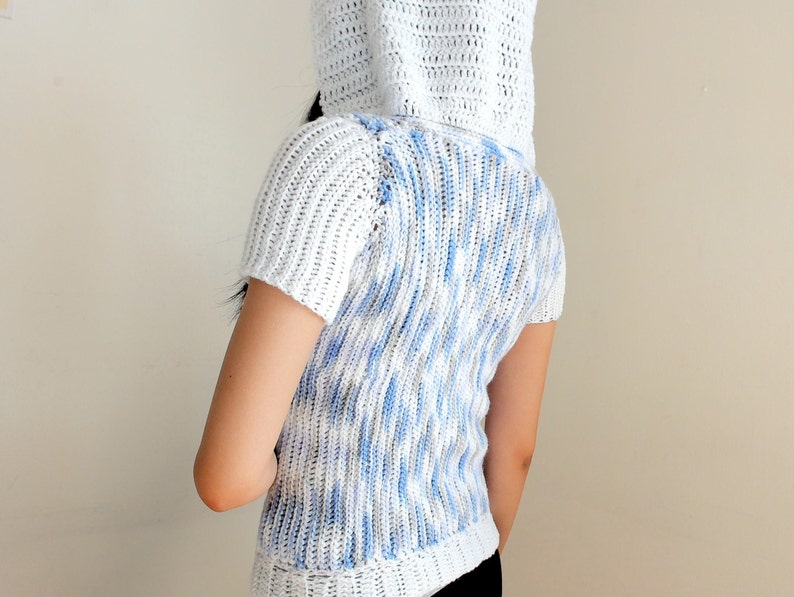 Crochet V Neck Short Sleeve Hoodie Pattern Etsy