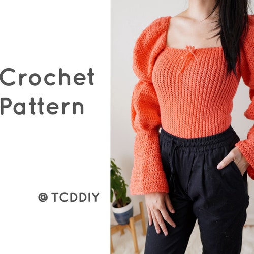 Crochet Pattern Puff Sleeve Top Pattern PDF Download - Etsy