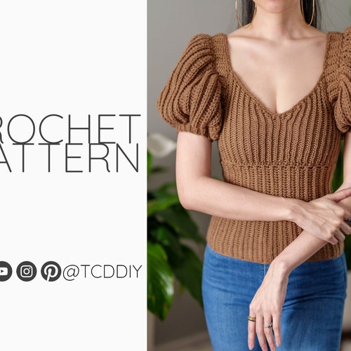 Crochet Pattern Puff Sleeve Top Pattern PDF Download Etsy