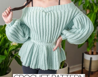 Crochet Pattern | Peplum Sweater Pattern | PDF Download